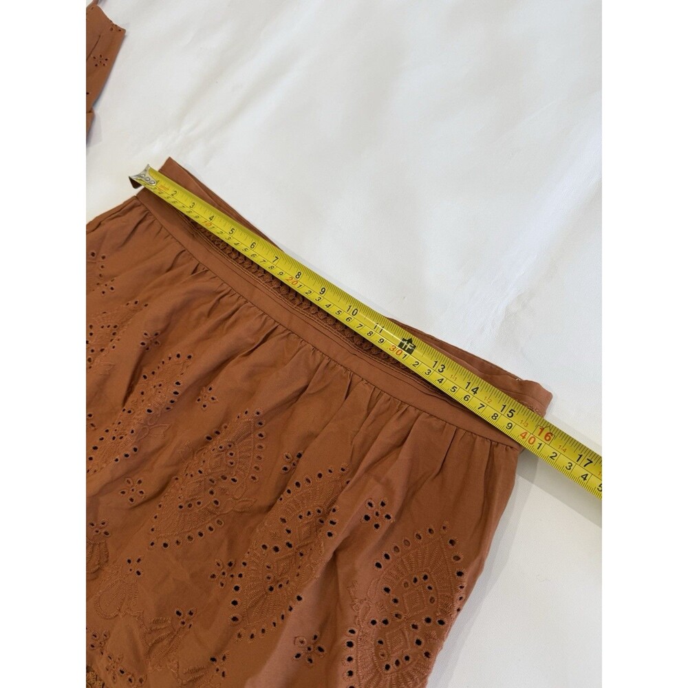 Jason Wu Skirt Set Eyelet Embroidery Midi Skirt Corset Crop Top Rust Sz Large - Picture 4 of 10